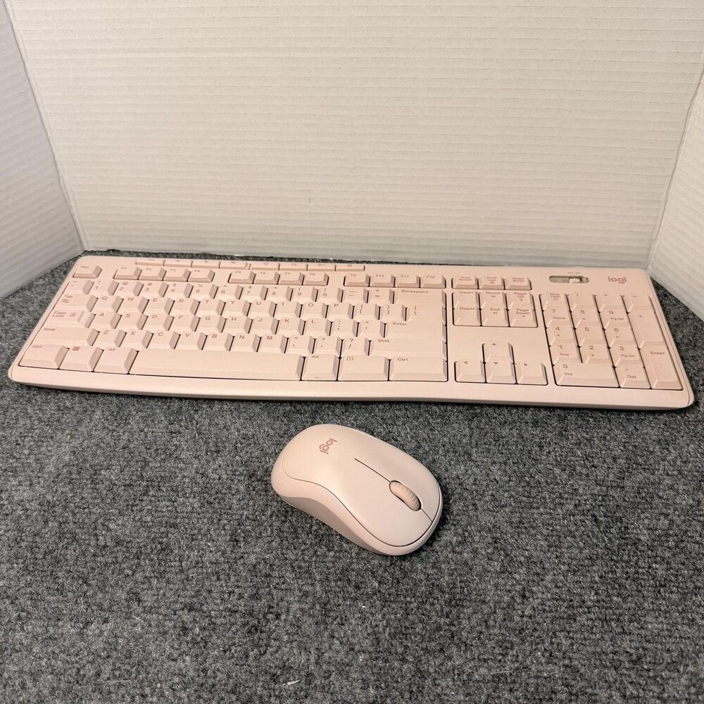 Logitech Wireless Keyboard Mouse Combo 2.4GHz USB Pink Quiet Keys SilentTouch